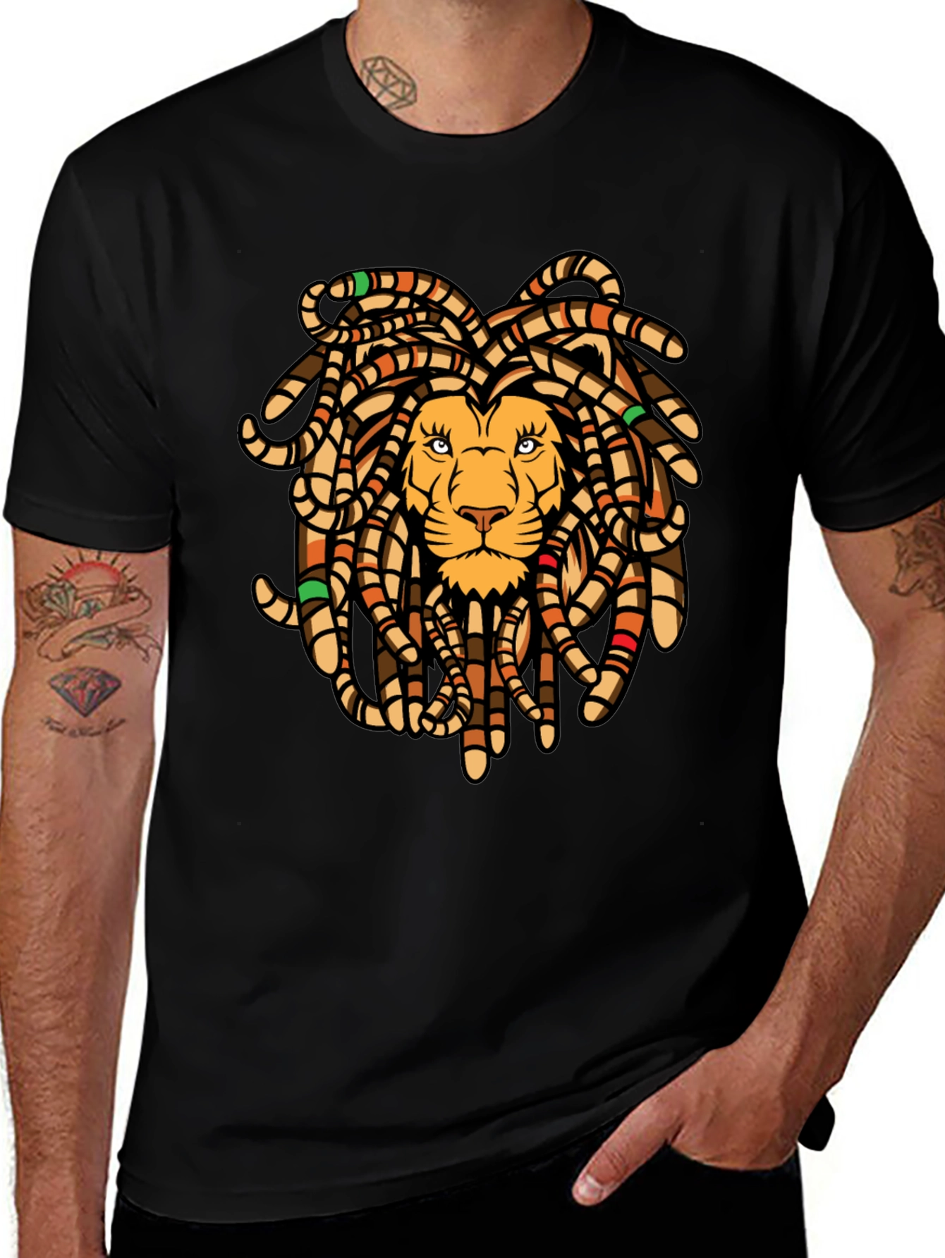 Lion Dreadlocks Graphic Tee - Black T-Shirt