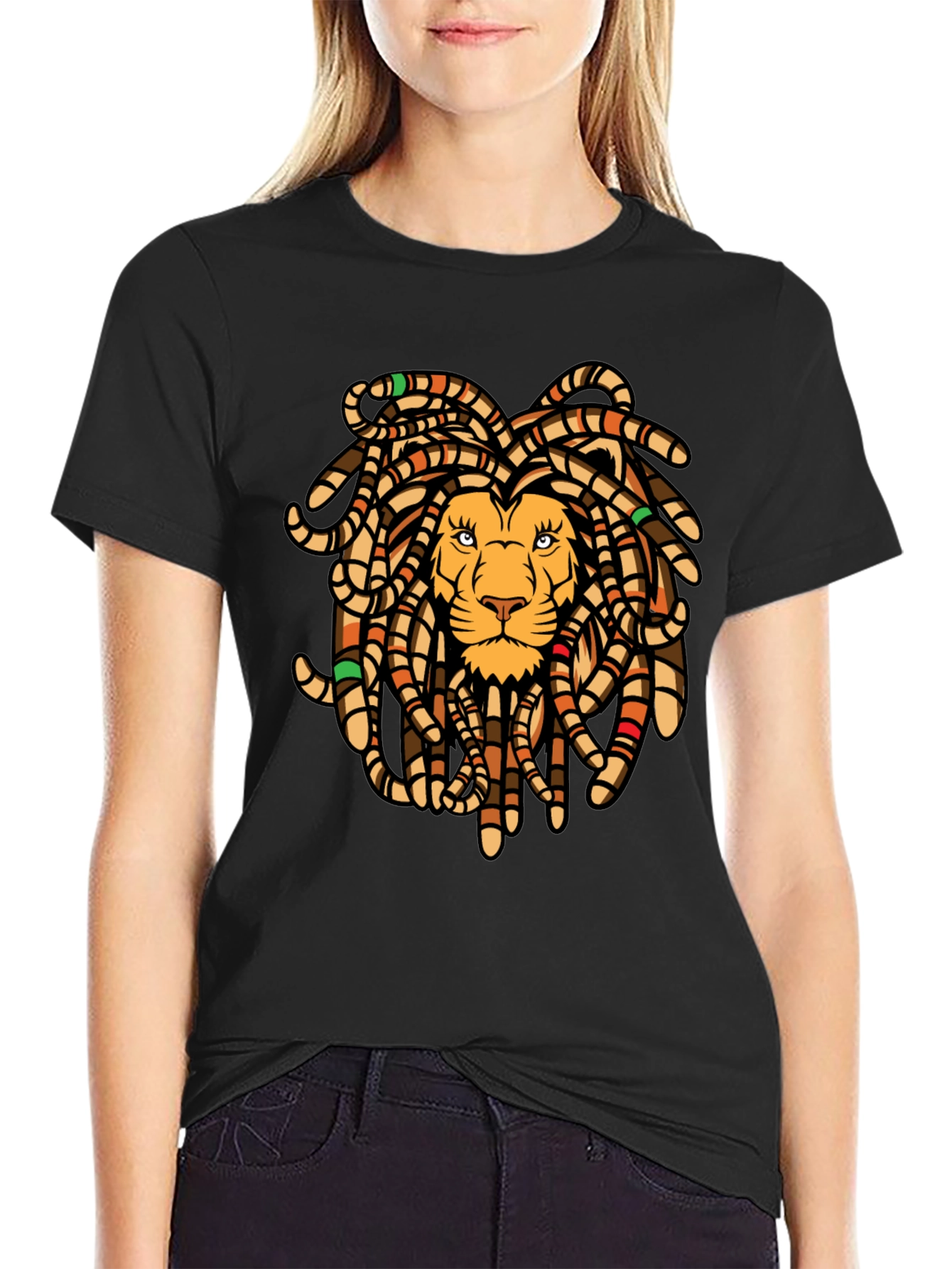 Lion Dreadlocks Graphic Tee - Black T-Shirt
