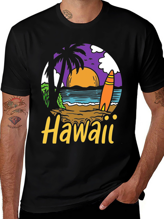 Hawaii Beach Scene Graphic T-Shirt