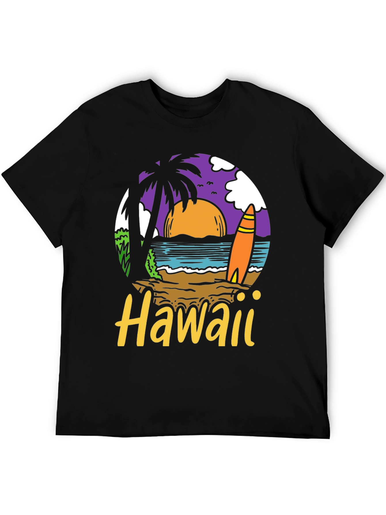 Hawaii Beach Scene Graphic T-Shirt