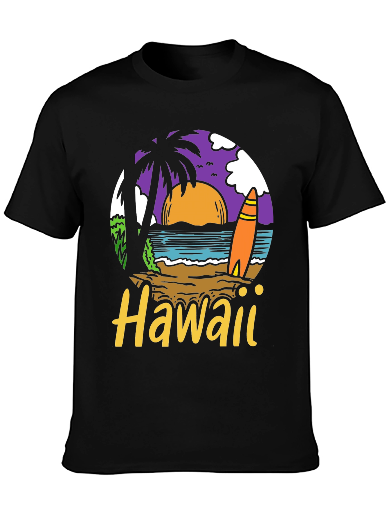 Hawaii Beach Scene Graphic T-Shirt