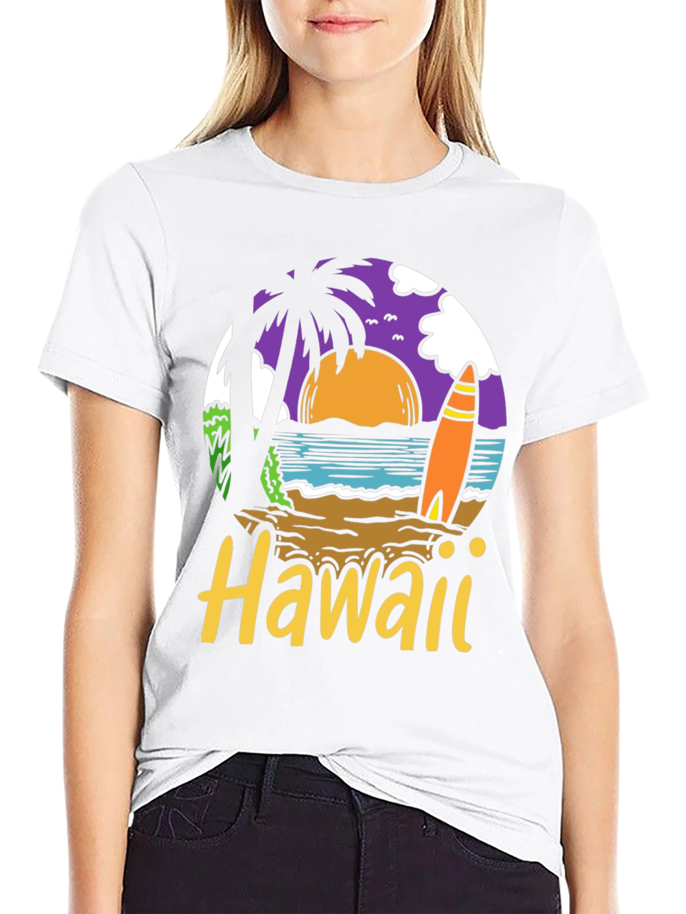 Hawaii Beach Scene Graphic T-Shirt