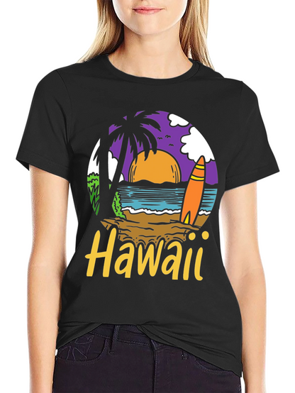 Hawaii Beach Scene Graphic T-Shirt