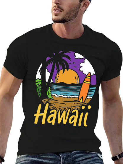 Hawaii Beach Scene Graphic T-Shirt