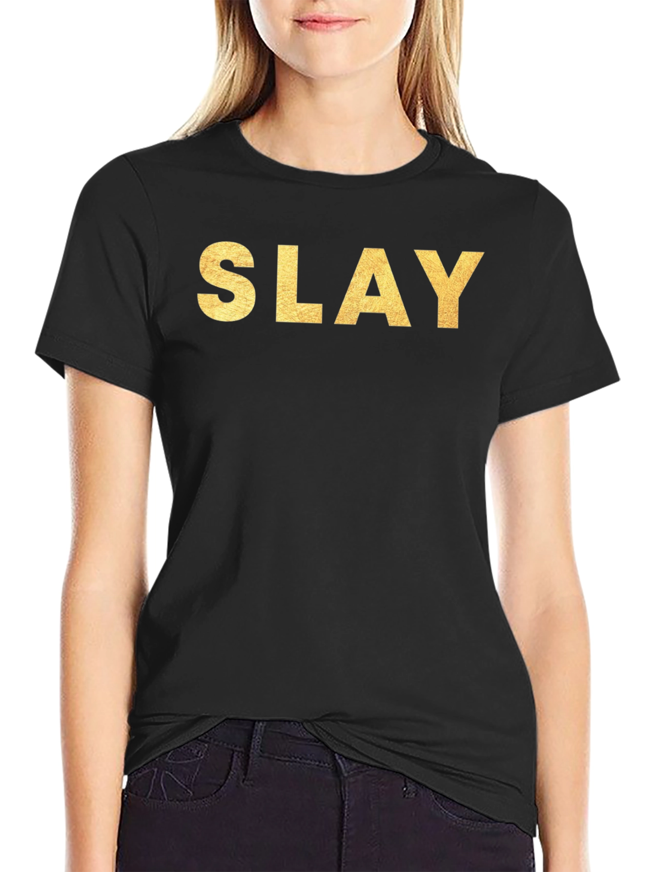 Slay Gold Lettering Black T-Shirt
