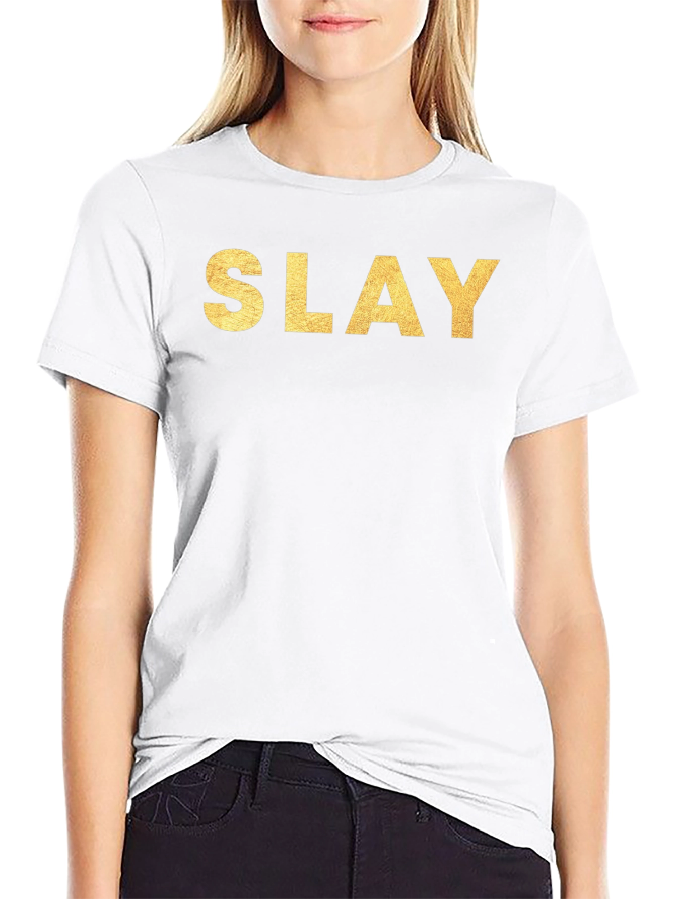 Slay Gold Lettering Black T-Shirt
