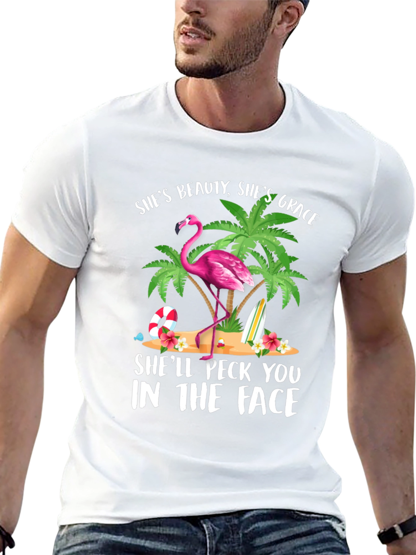 Flamingo Graphic T-Shirt - Beauty Grace Peck!