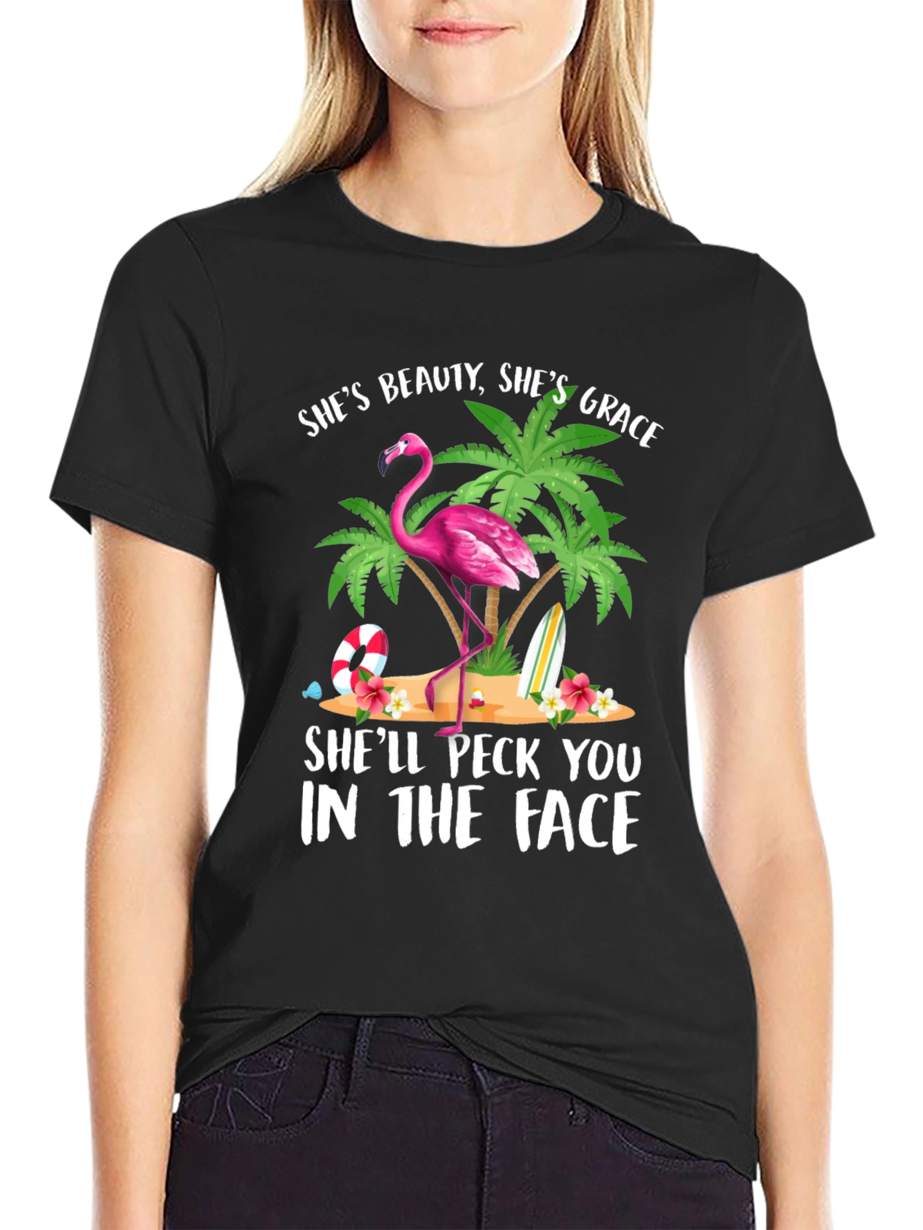 Flamingo Graphic T-Shirt - Beauty Grace Peck!