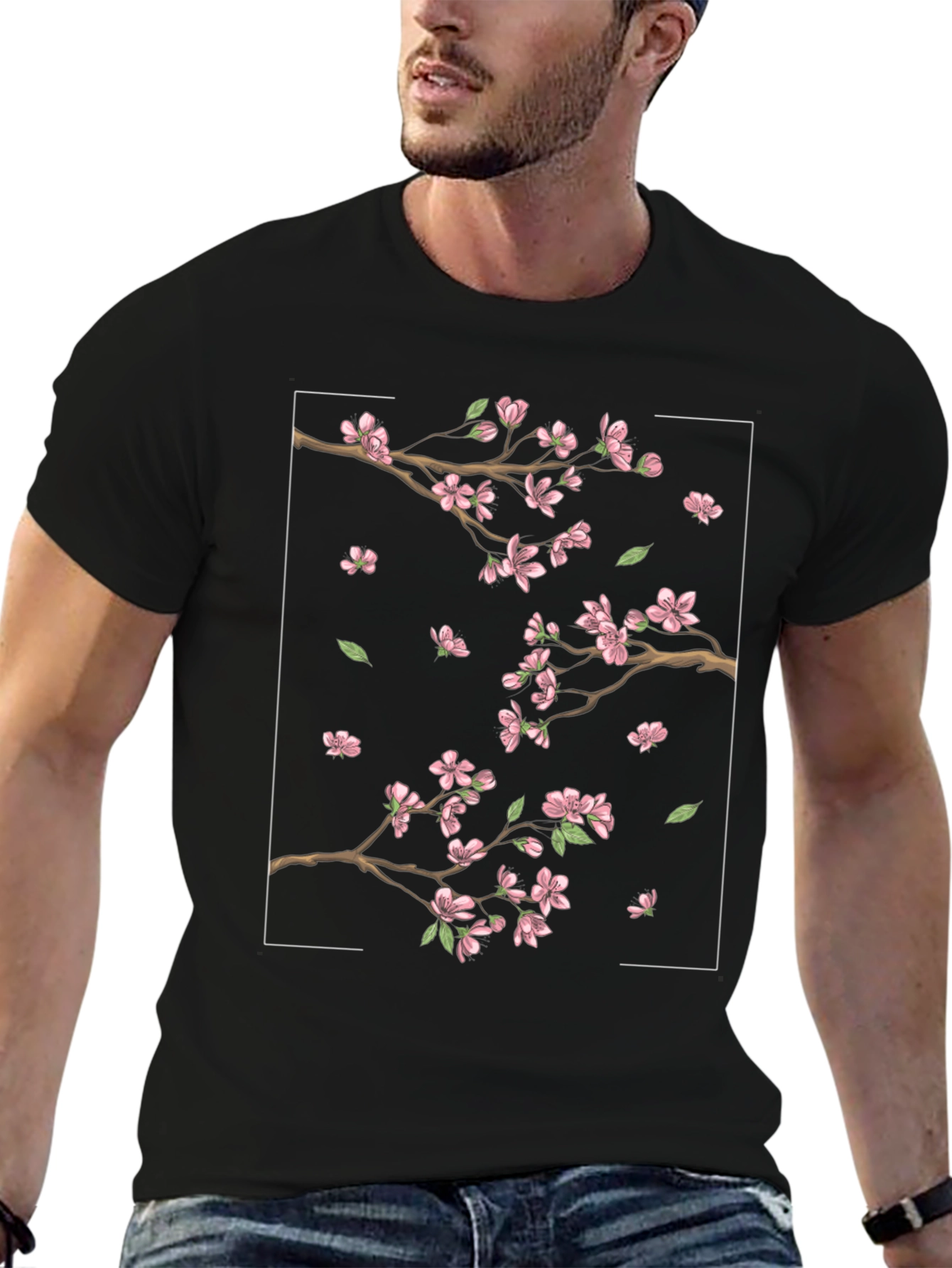 Blossom Branch Graphic Black Tee