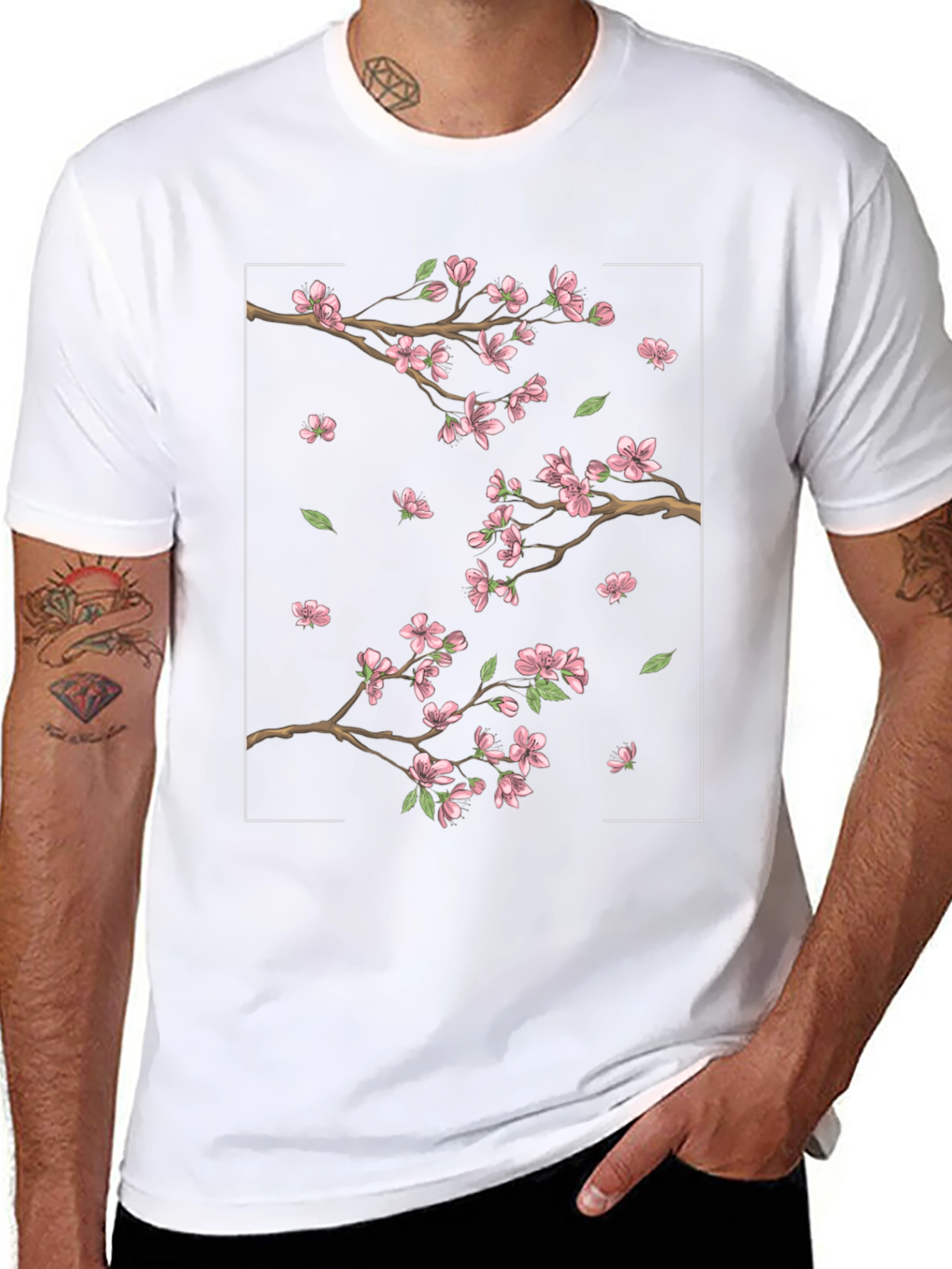 Blossom Branch Graphic Black Tee