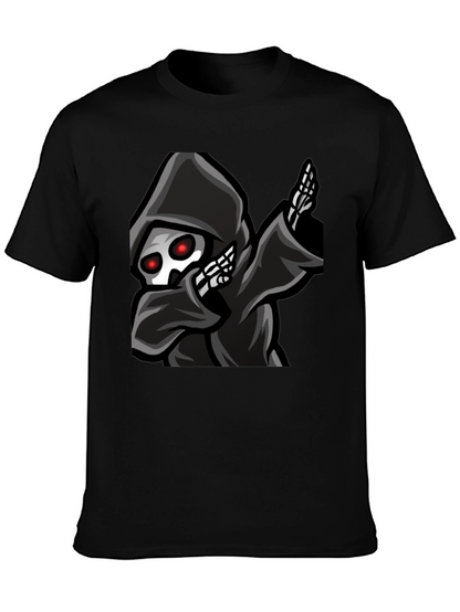 Grim Reaper Dabbing Graphic Tee - Black Cotton T-Shirt