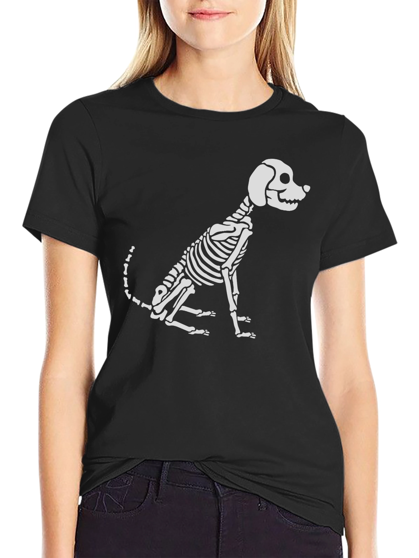 Dog Skeleton Graphic Tee - Spooky & Stylish!