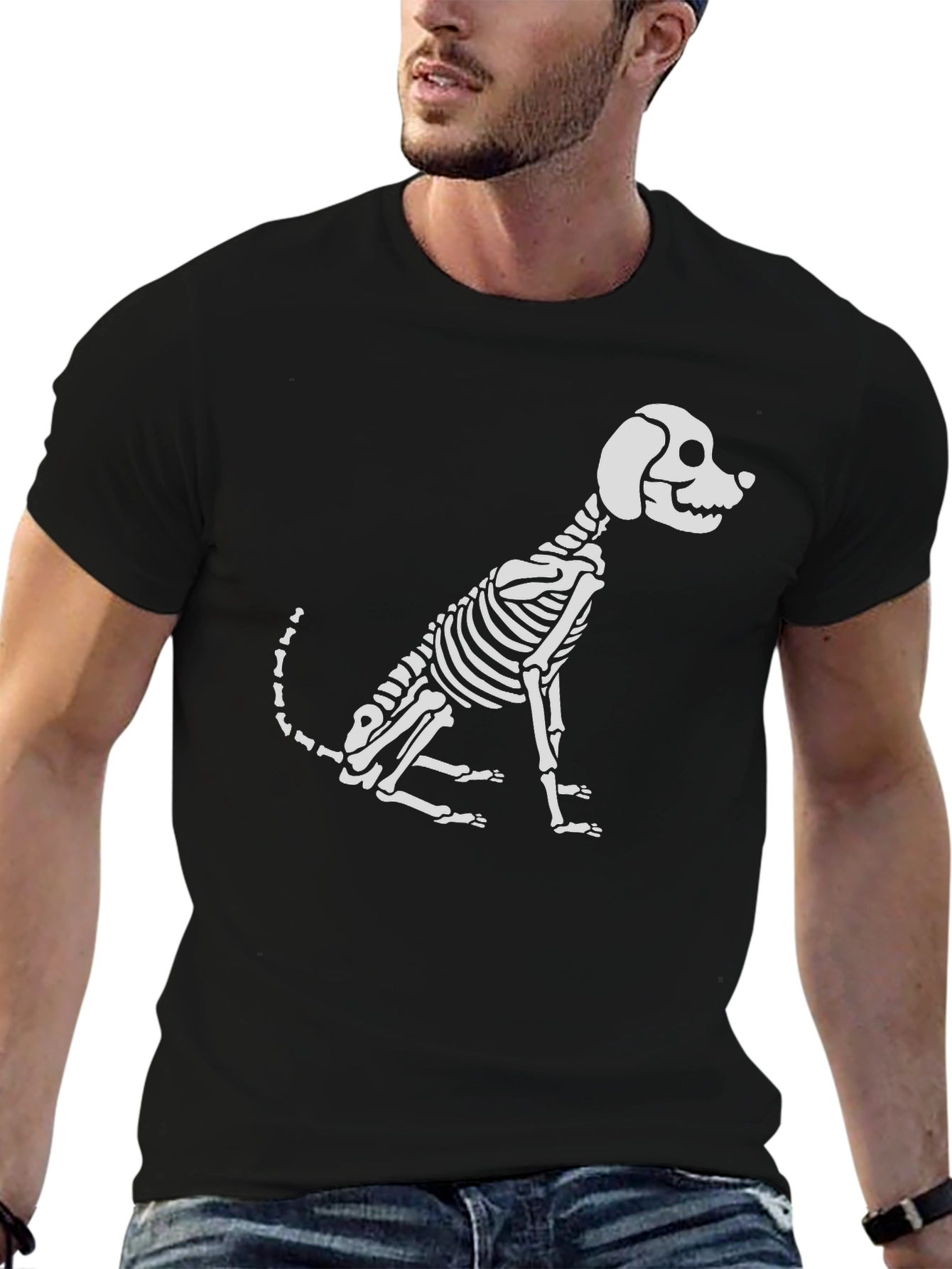 Dog Skeleton Graphic Tee - Spooky & Stylish!