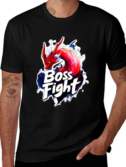 Boss Fight Dragon Graphic Black T-Shirt
