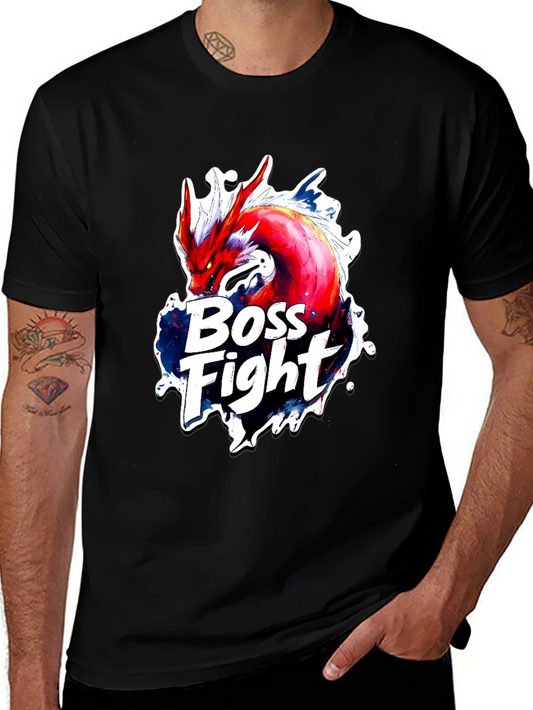 Boss Fight Dragon Graphic Black T-Shirt