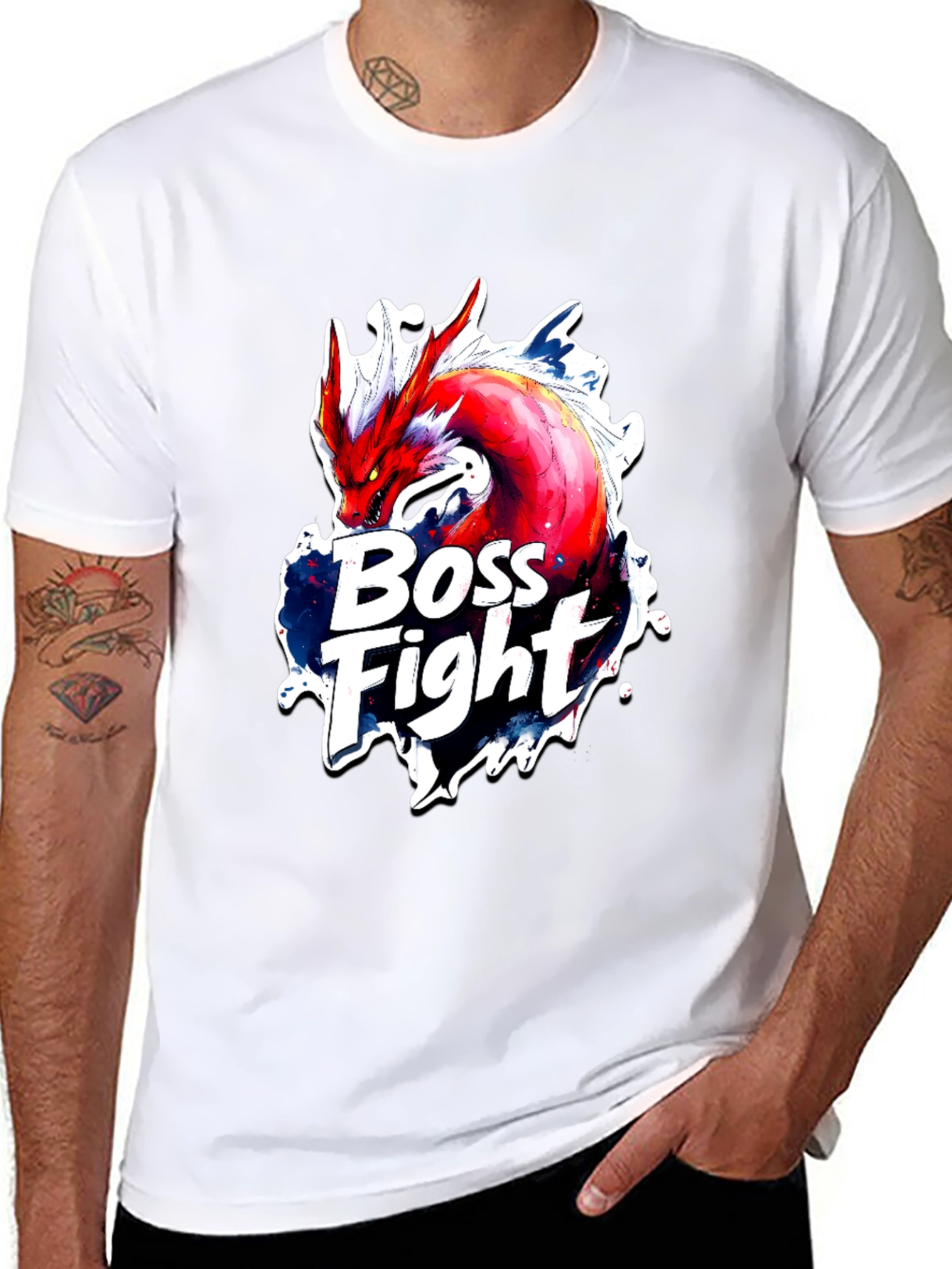 Boss Fight Dragon Graphic Black T-Shirt
