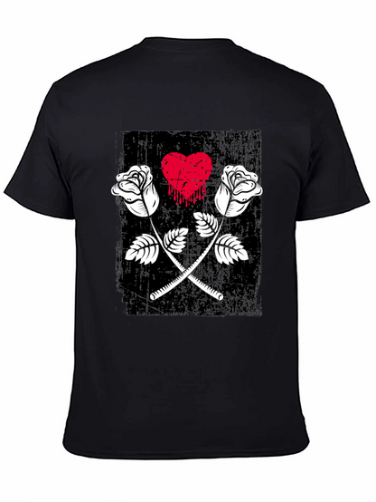 Roses Heart Graphic Tee - Trendy Casual Wear