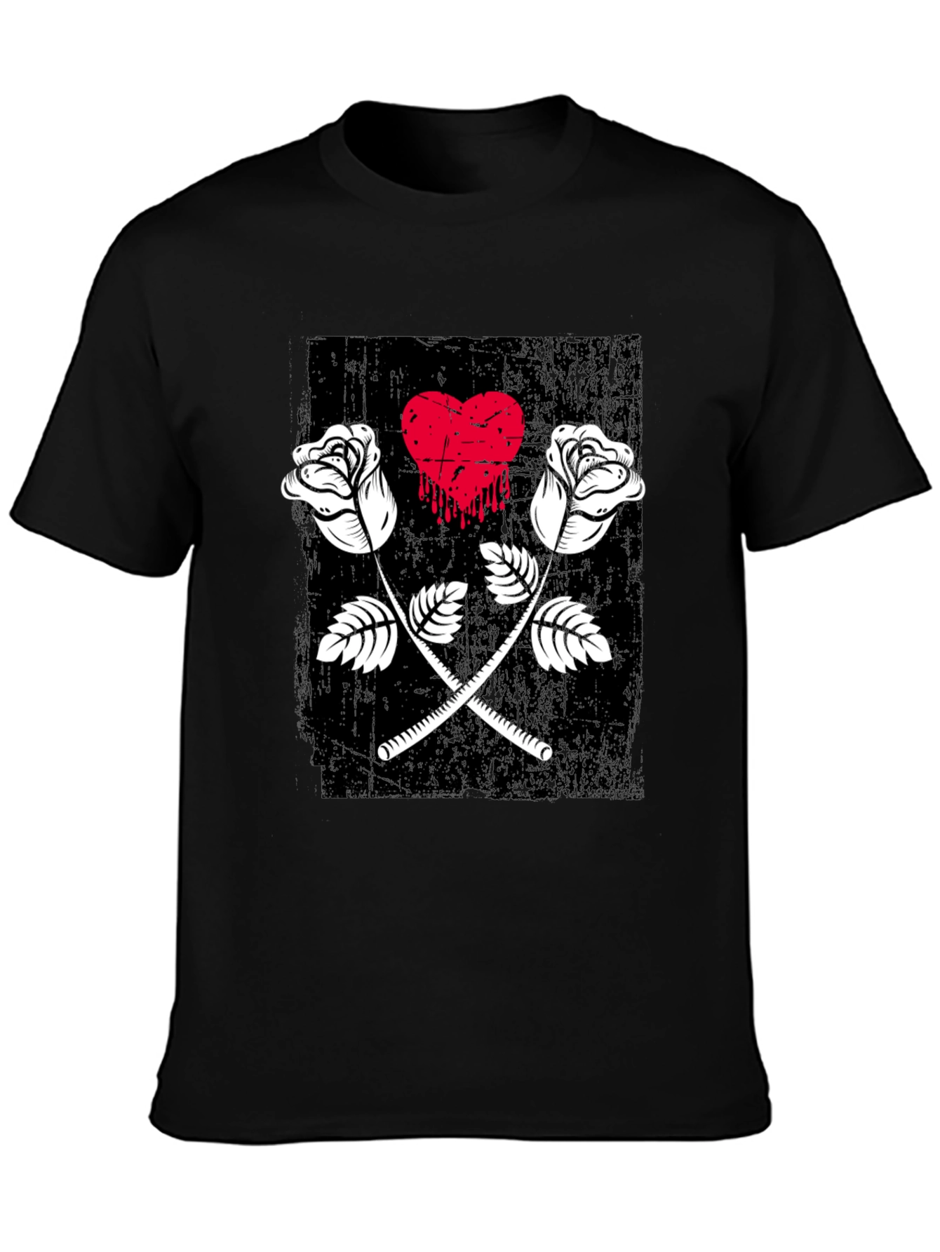 Roses Heart Graphic Tee - Trendy Casual Wear
