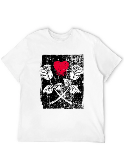 Roses Heart Graphic Tee - Trendy Casual Wear