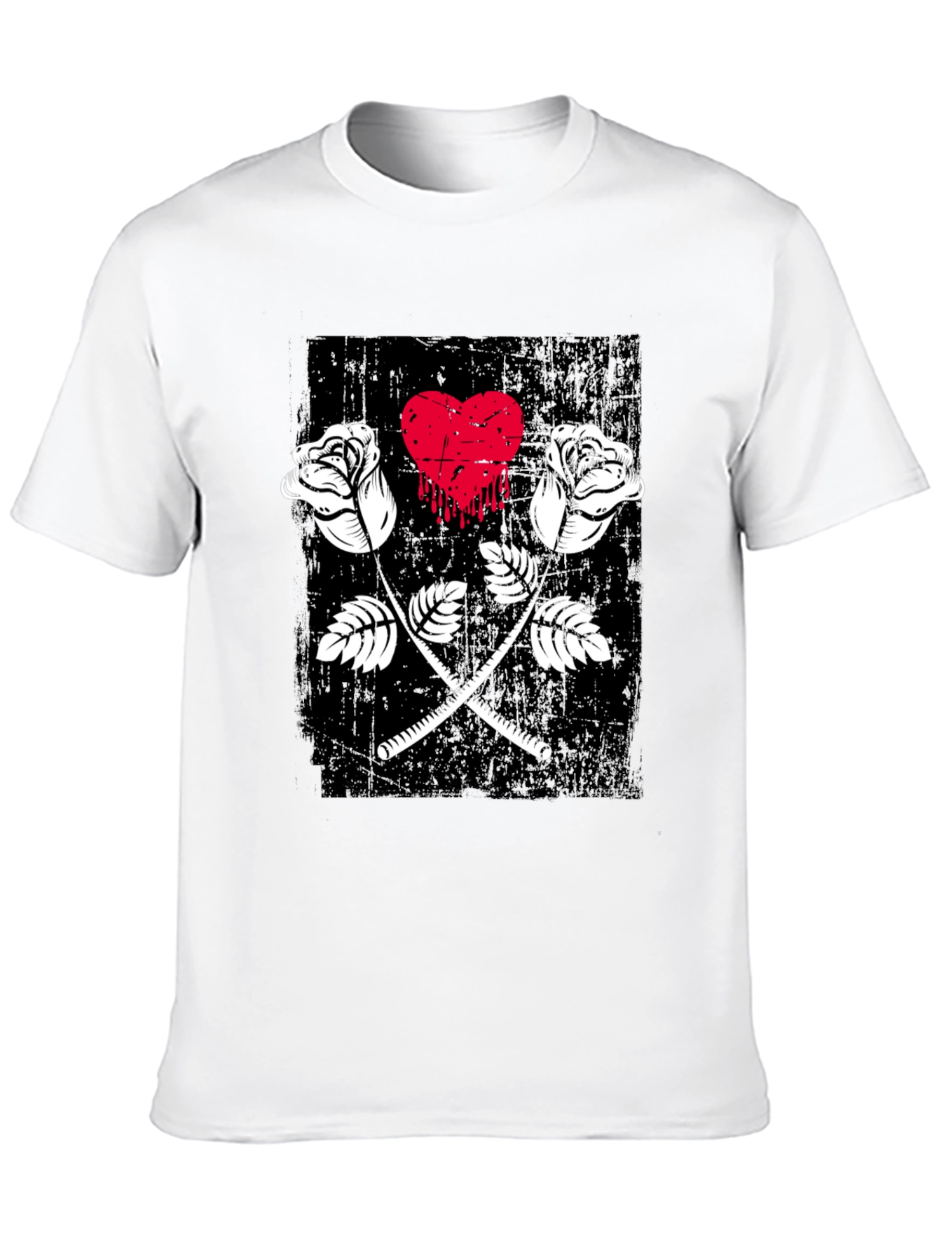 Roses Heart Graphic Tee - Trendy Casual Wear