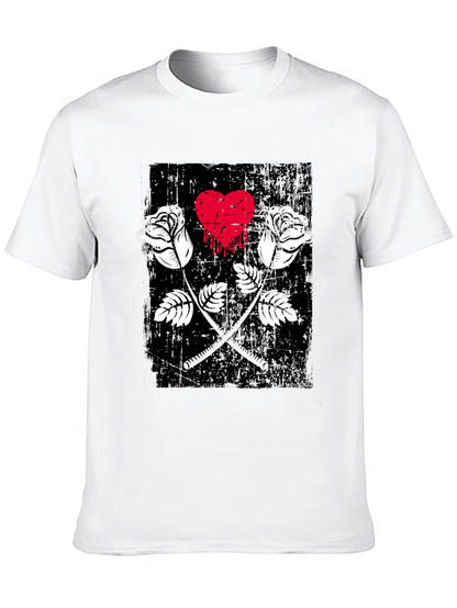 Roses Heart Graphic Tee - Trendy Casual Wear