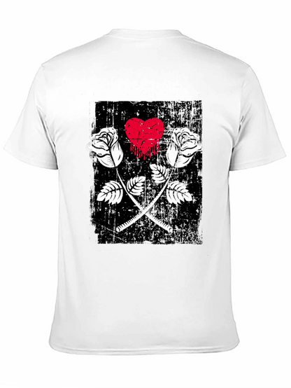 Roses Heart Graphic Tee - Trendy Casual Wear