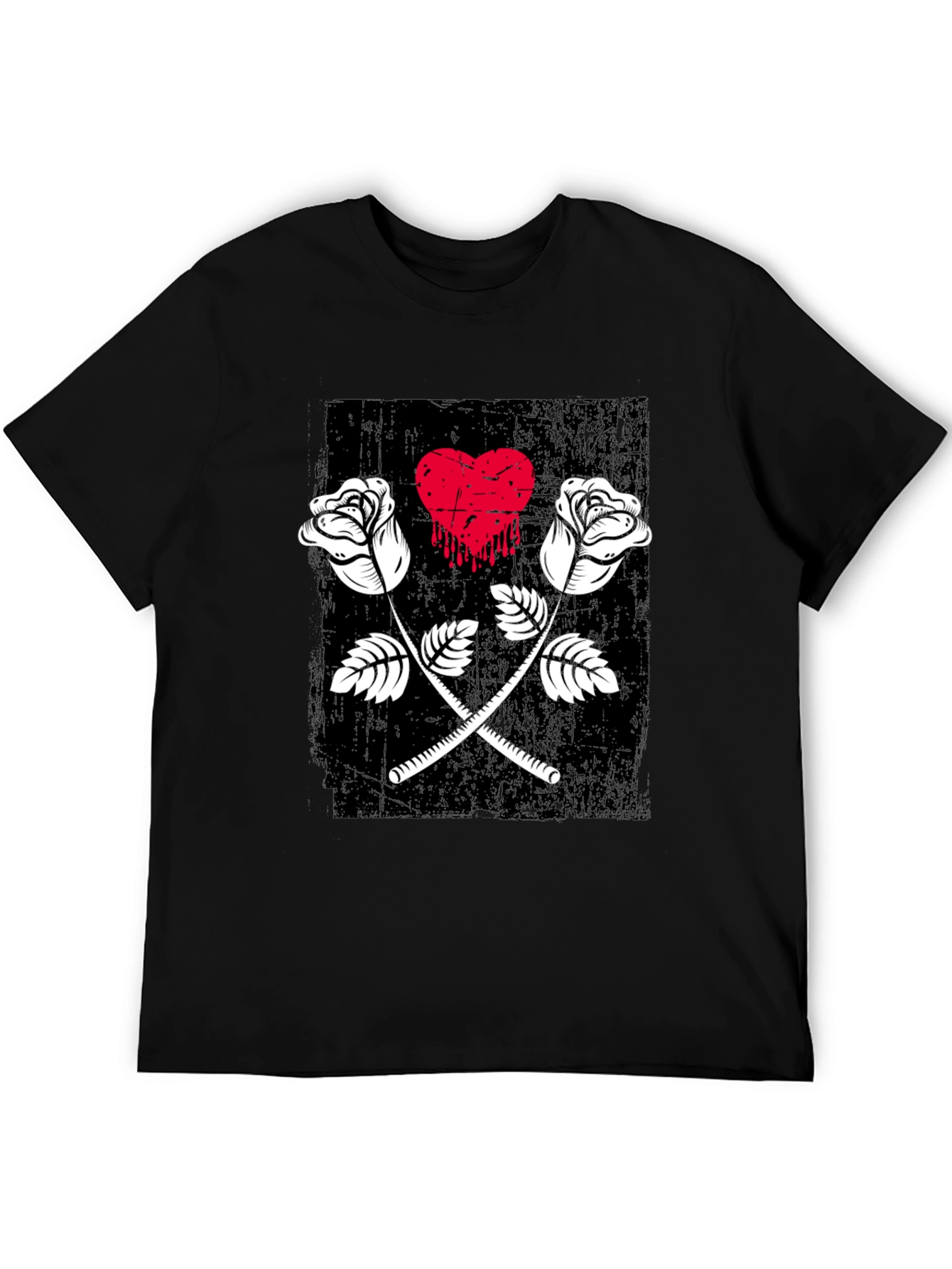 Roses Heart Graphic Tee - Trendy Casual Wear