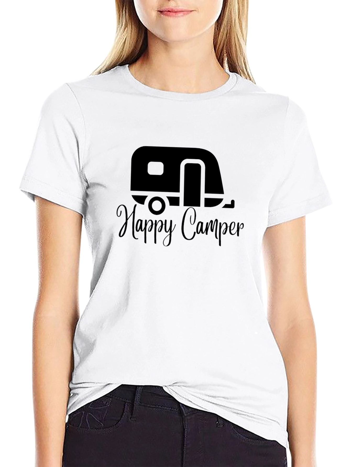 Happy Camper Black Graphic T-Shirt