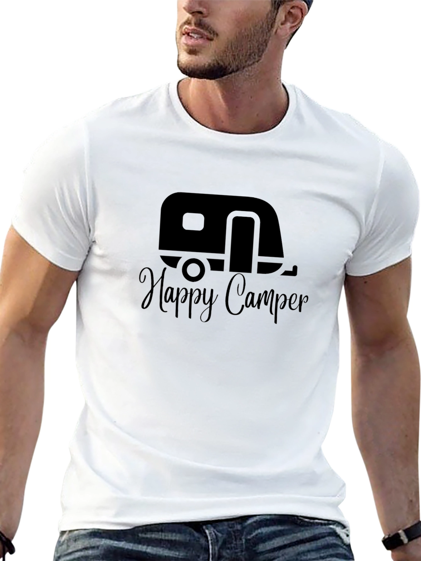 Happy Camper Black Graphic T-Shirt
