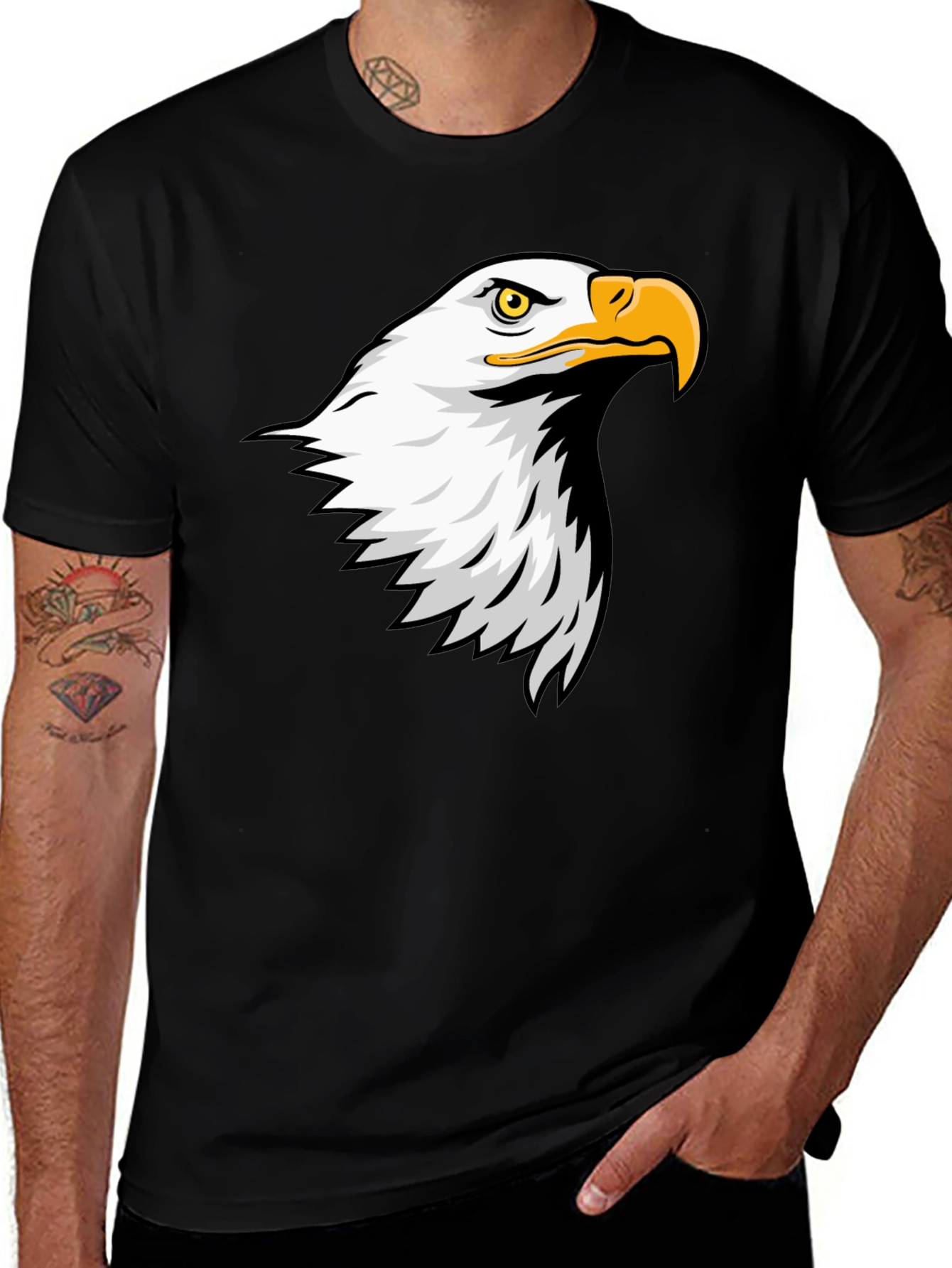 Eagle Graphic Tee - Mens Black Cotton T-Shirt