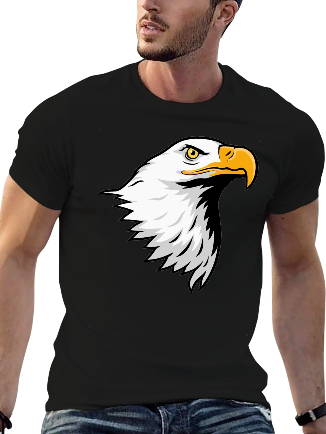 Eagle Graphic Tee - Mens Black Cotton T-Shirt