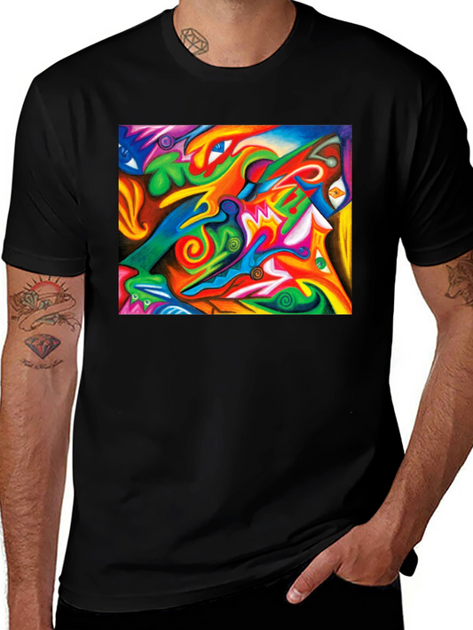 Abstract Art Graphic Tee - Colorful Design