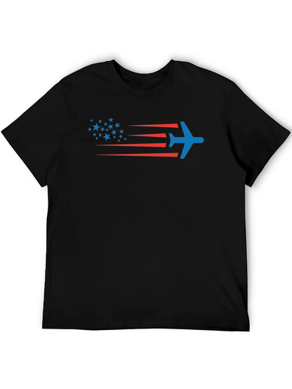 Patriotic Plane T-Shirt - Stars & Stripes Airplane Design