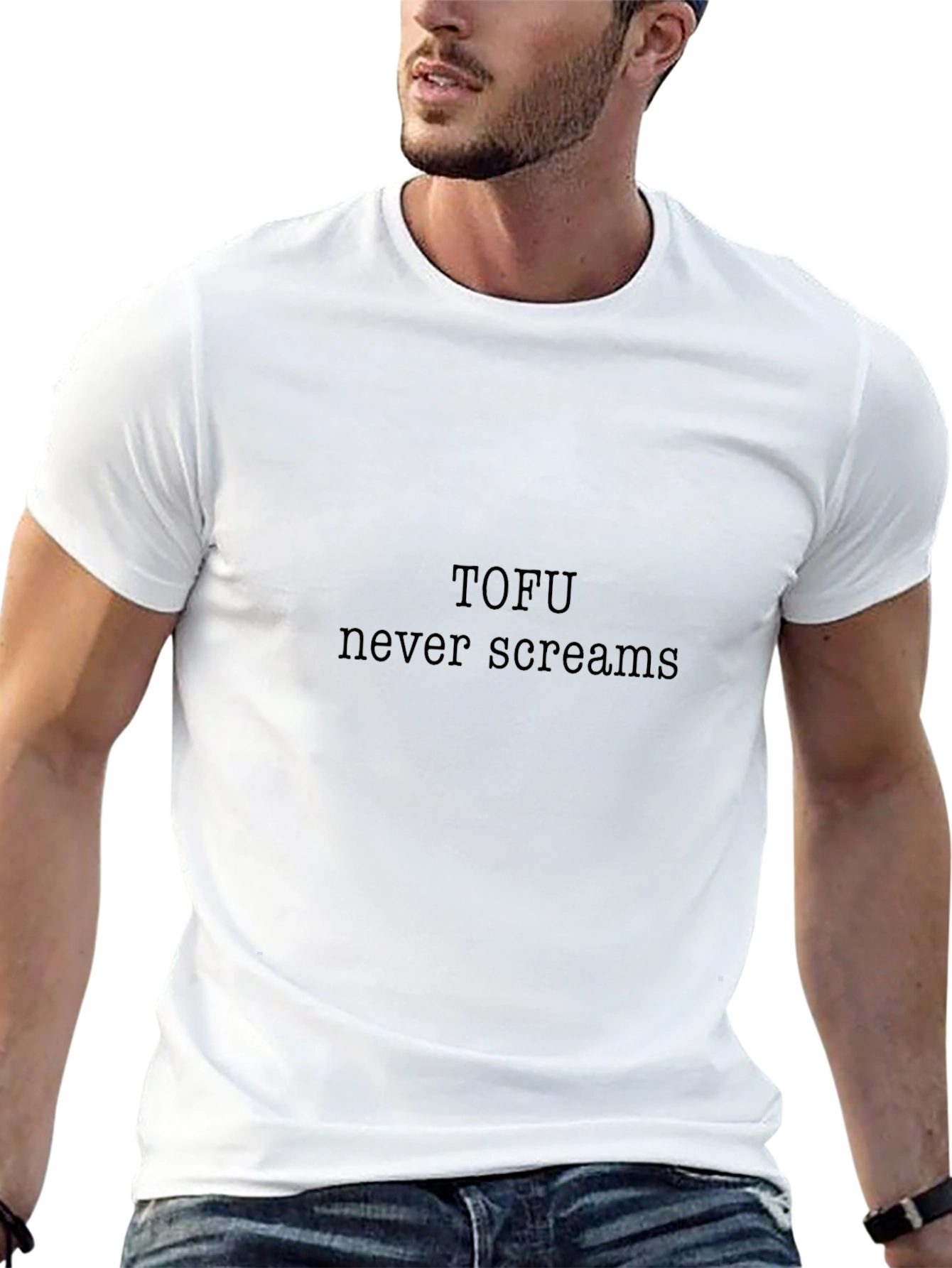 Tofu Never Screams Graphic Tee - Soft Black Cotton