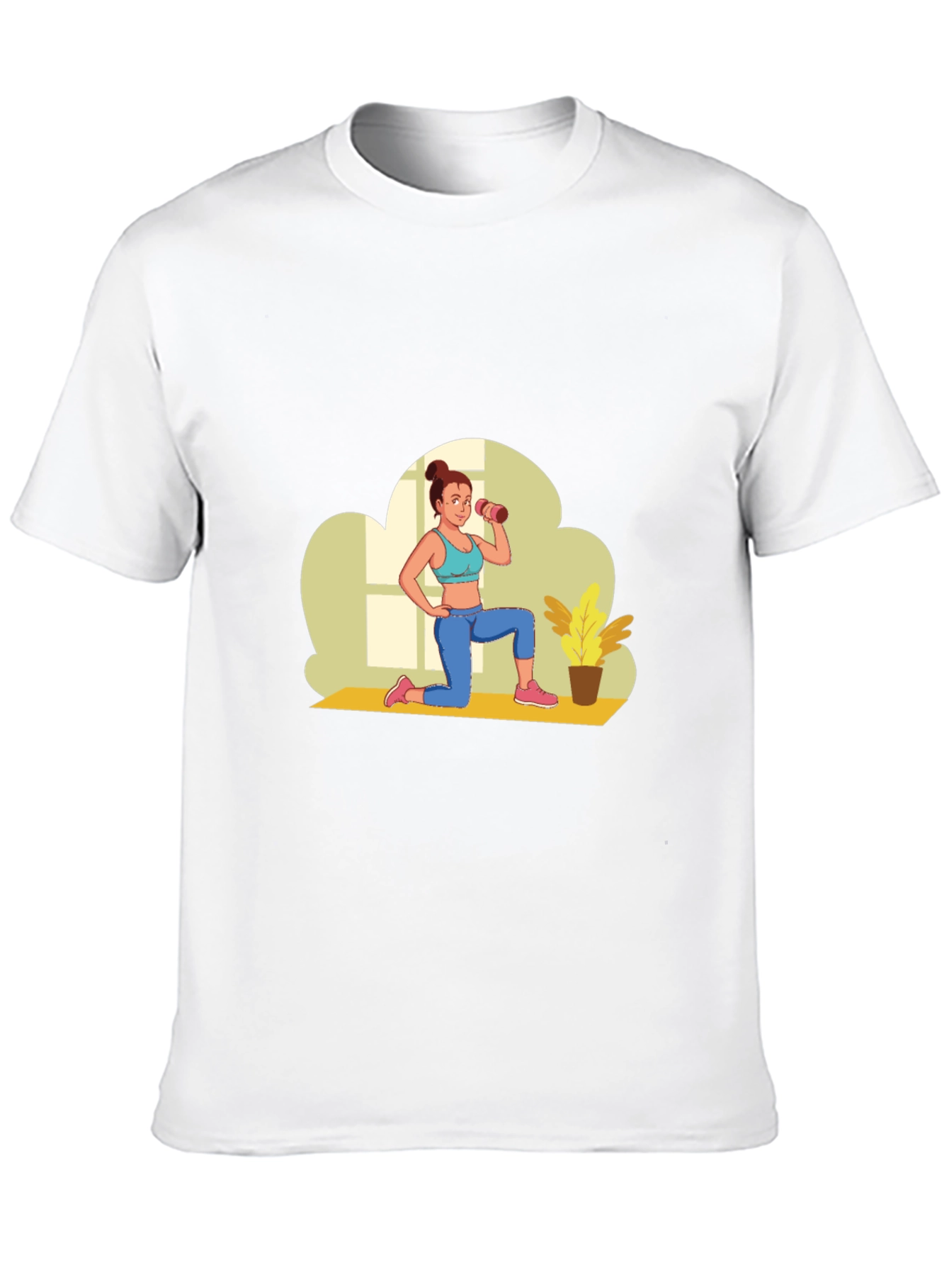 Black Graphic T-Shirt - Fitness Woman Design