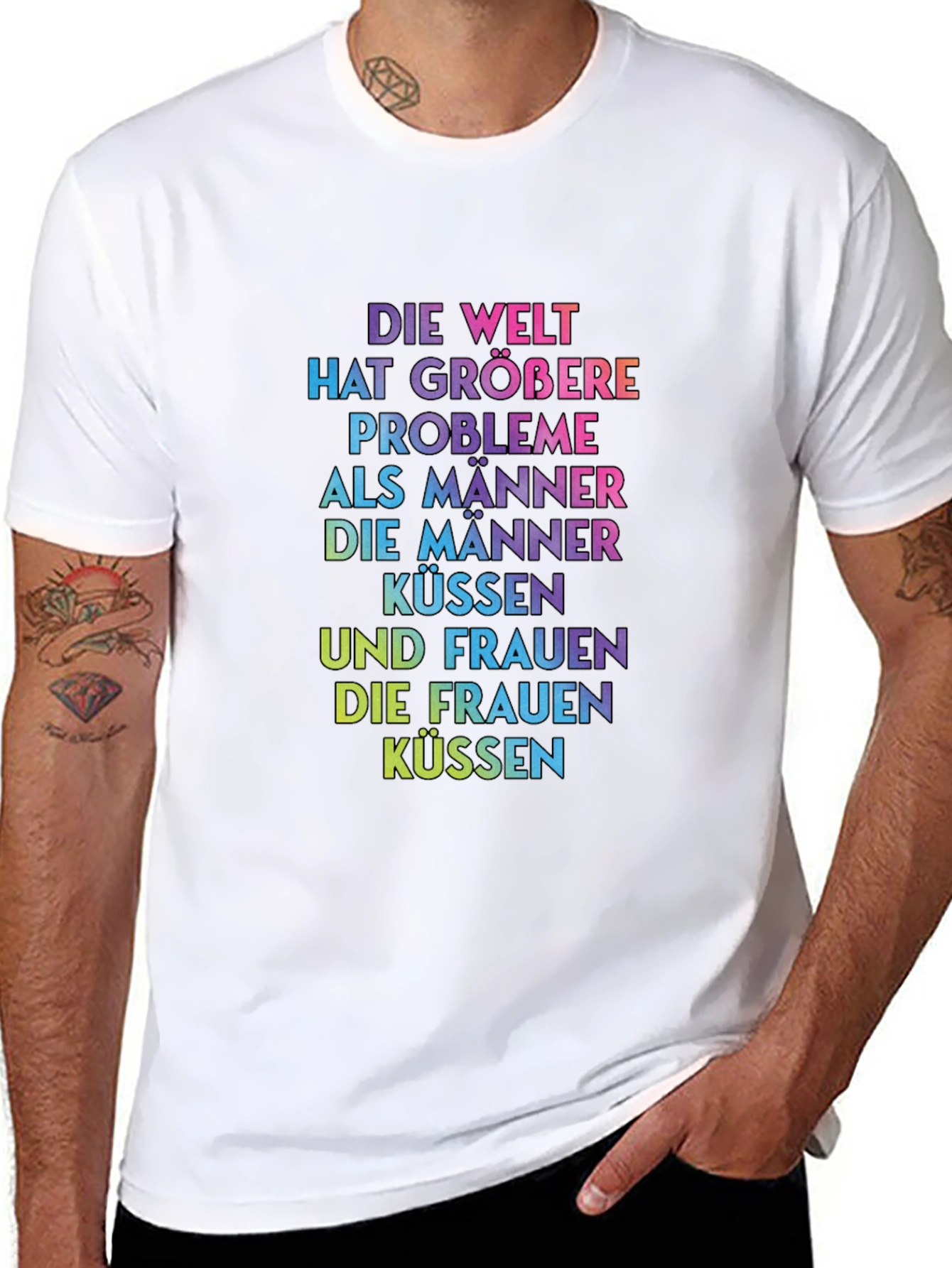 Rainbow Text T-Shirt - Die Welt Hat Größere Probleme