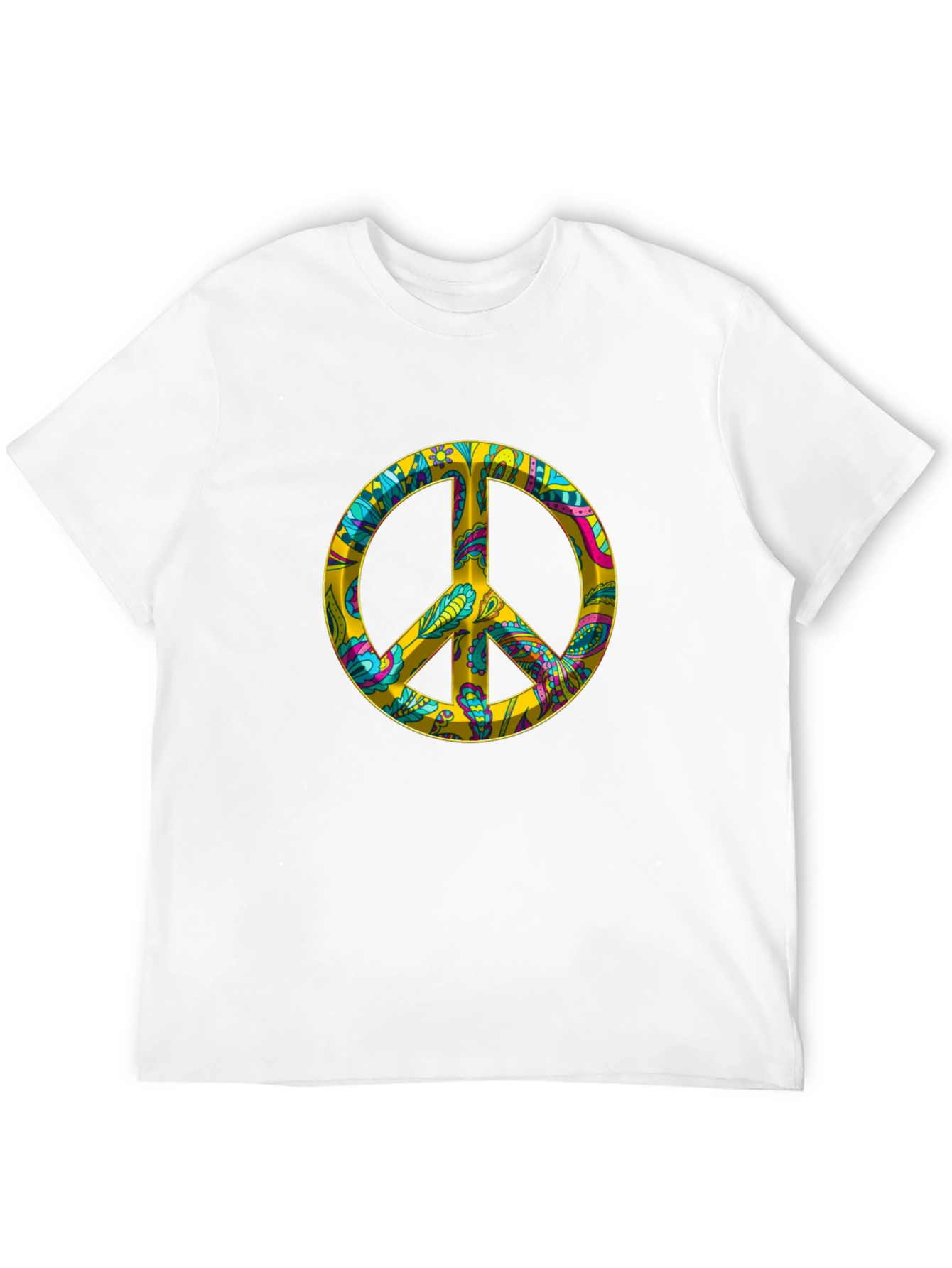 Peace Sign Graphic Tee - Black Cotton Blend T-Shirt