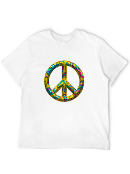 Peace Sign Graphic Tee - Black Cotton Blend T-Shirt