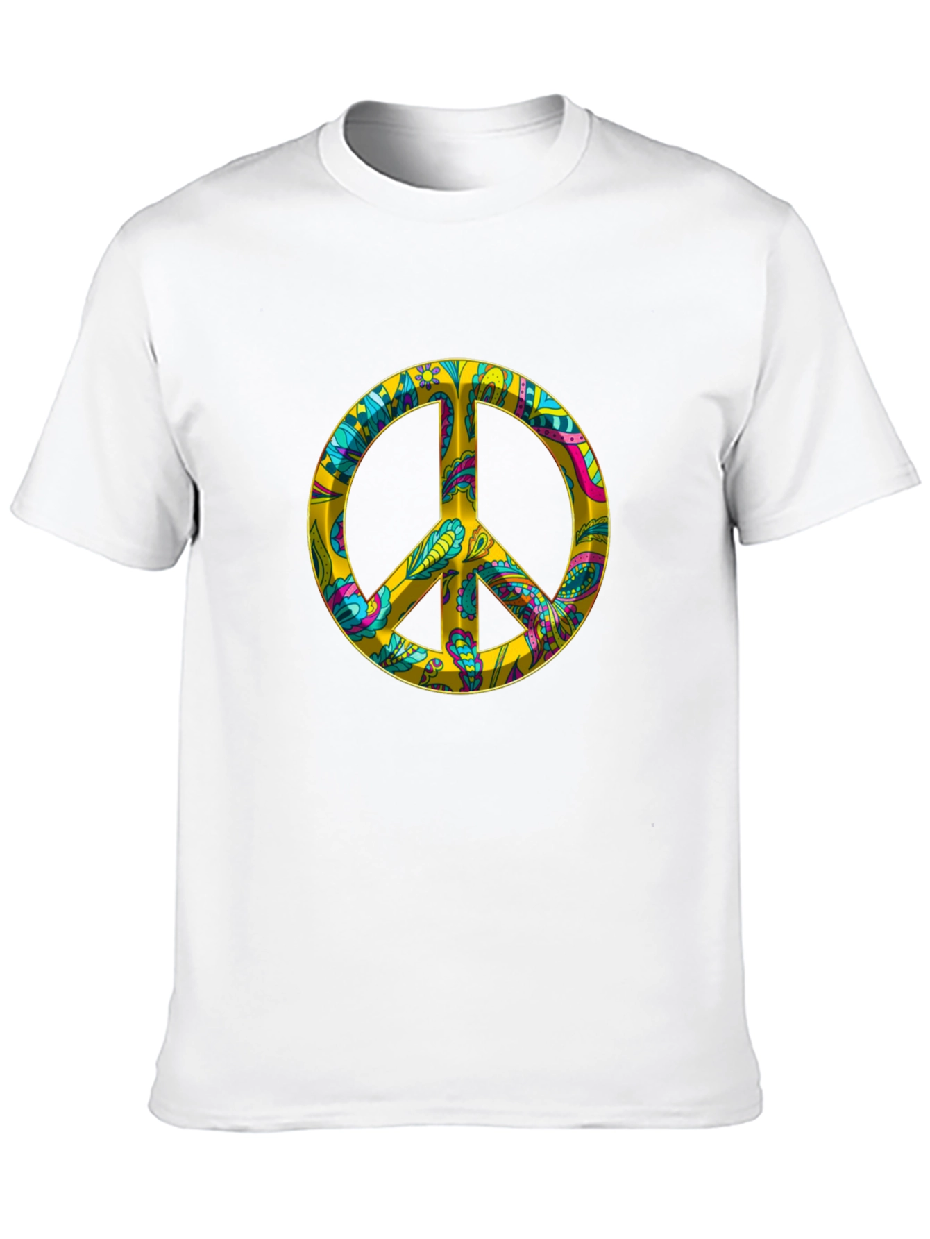 Peace Sign Graphic Tee - Black Cotton Blend T-Shirt