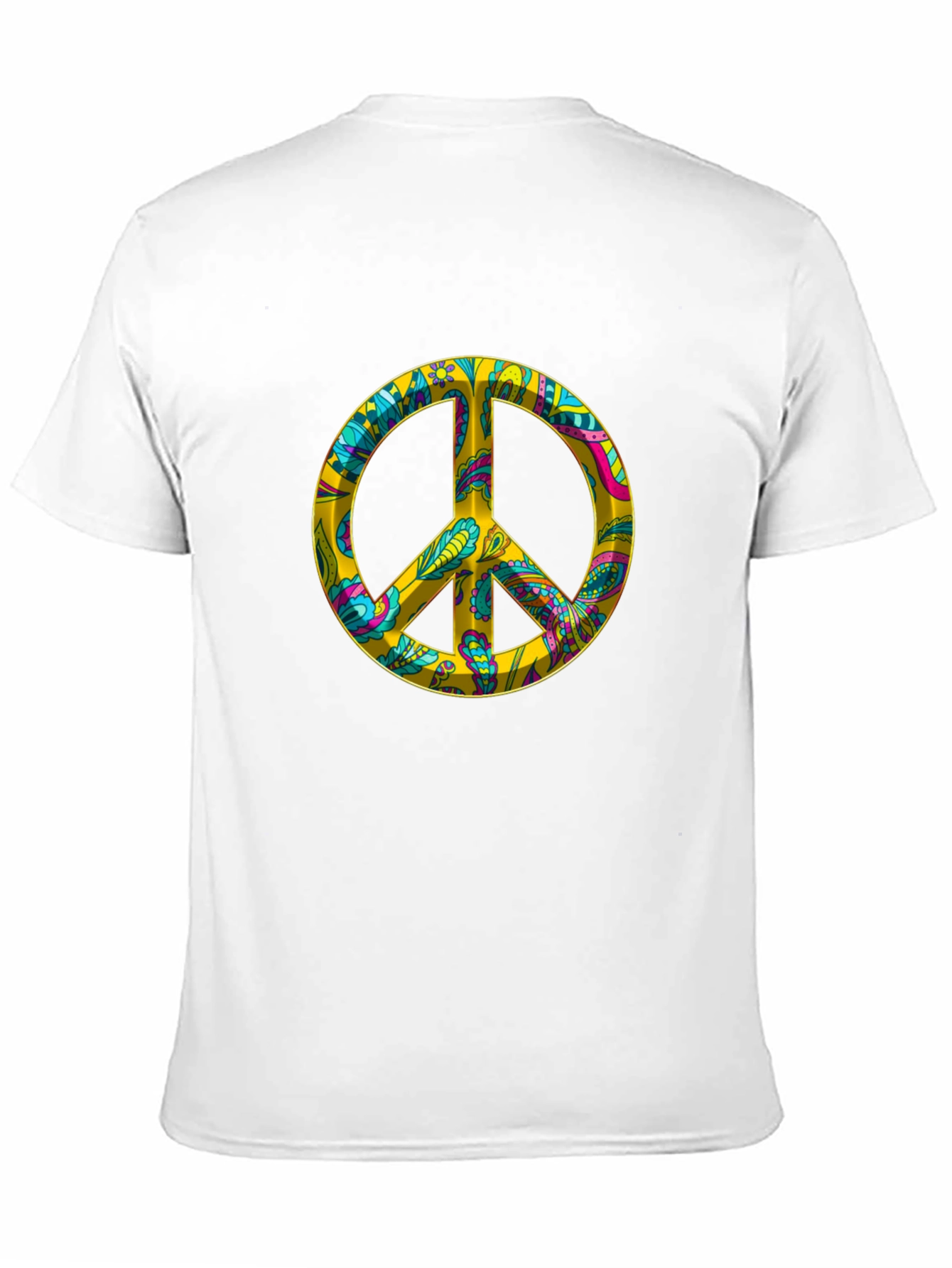 Peace Sign Graphic Tee - Black Cotton Blend T-Shirt