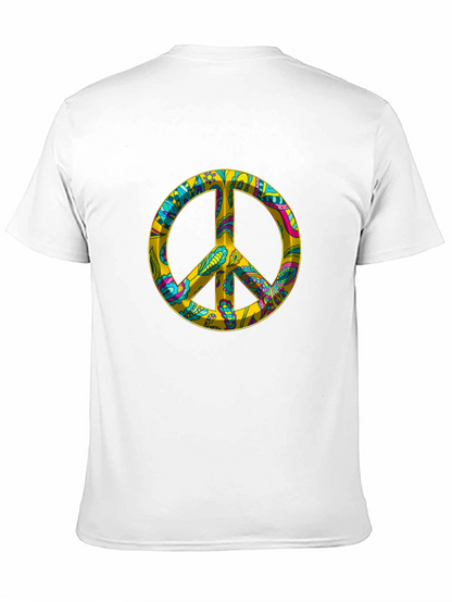 Peace Sign Graphic Tee - Black Cotton Blend T-Shirt