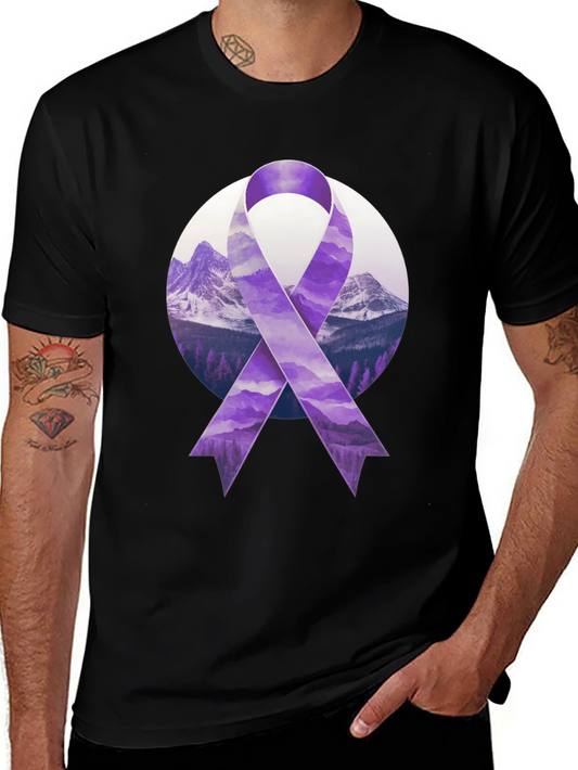 Purple Ribbon Mountain Graphic Tee