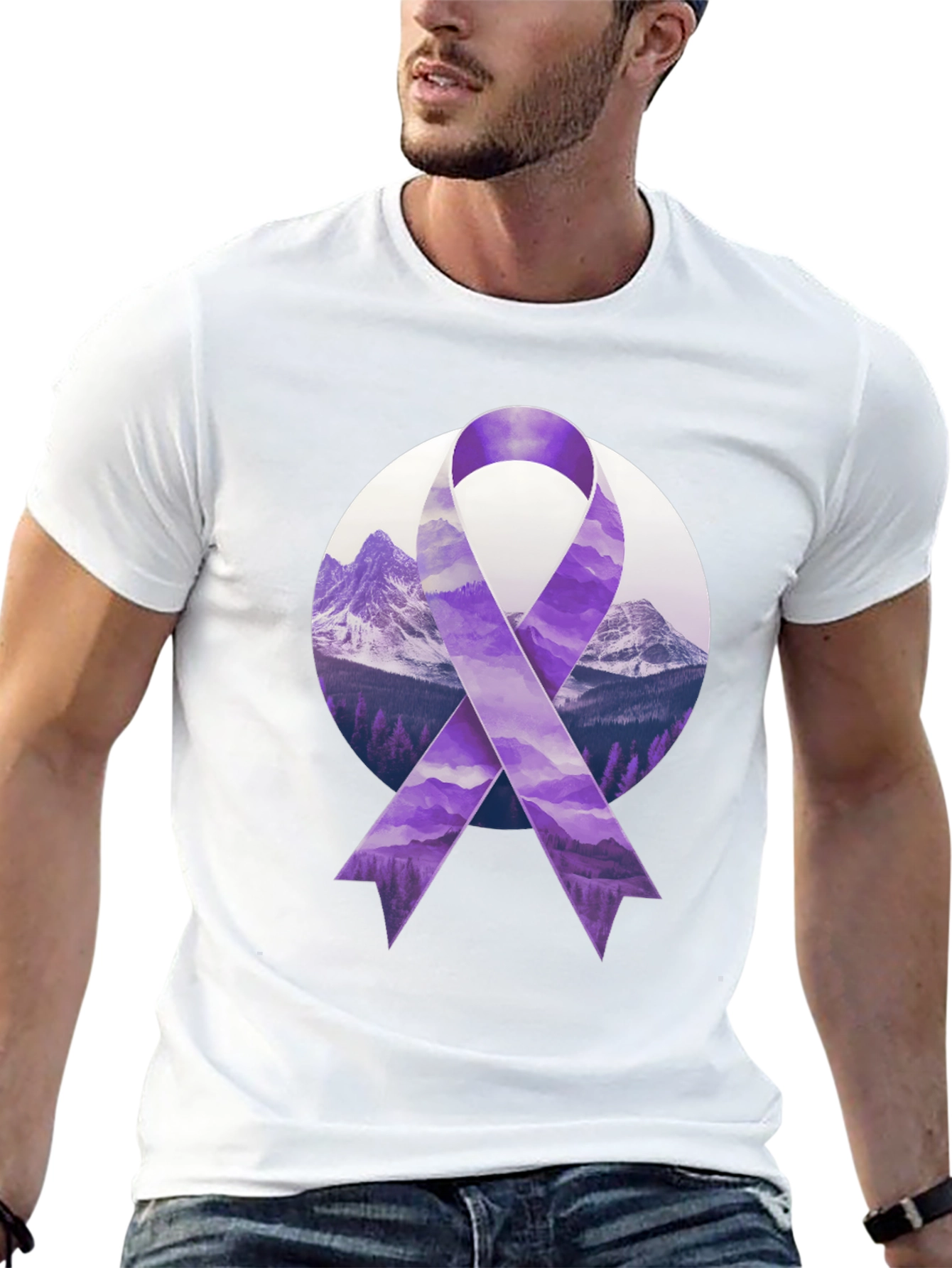 Purple Ribbon Mountain Graphic Tee