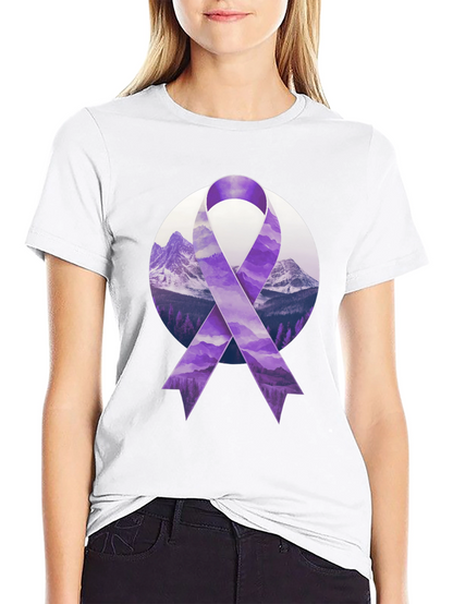 Purple Ribbon Mountain Graphic Tee