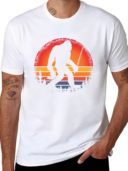 Bigfoot Fishing Sunset Graphic Tee