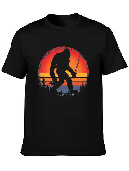Bigfoot Fishing Sunset Graphic Tee
