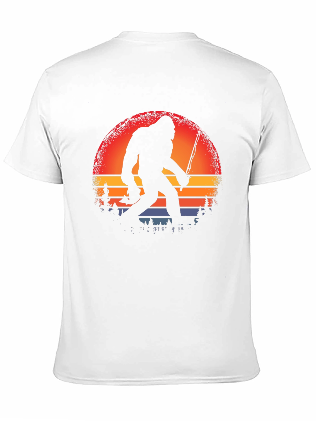 Bigfoot Fishing Sunset Graphic Tee