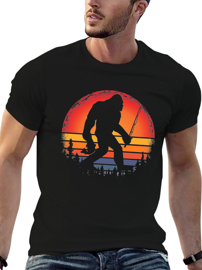 Bigfoot Fishing Sunset Graphic Tee