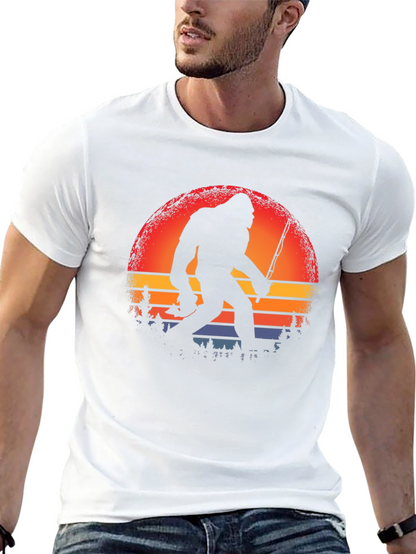 Bigfoot Fishing Sunset Graphic Tee