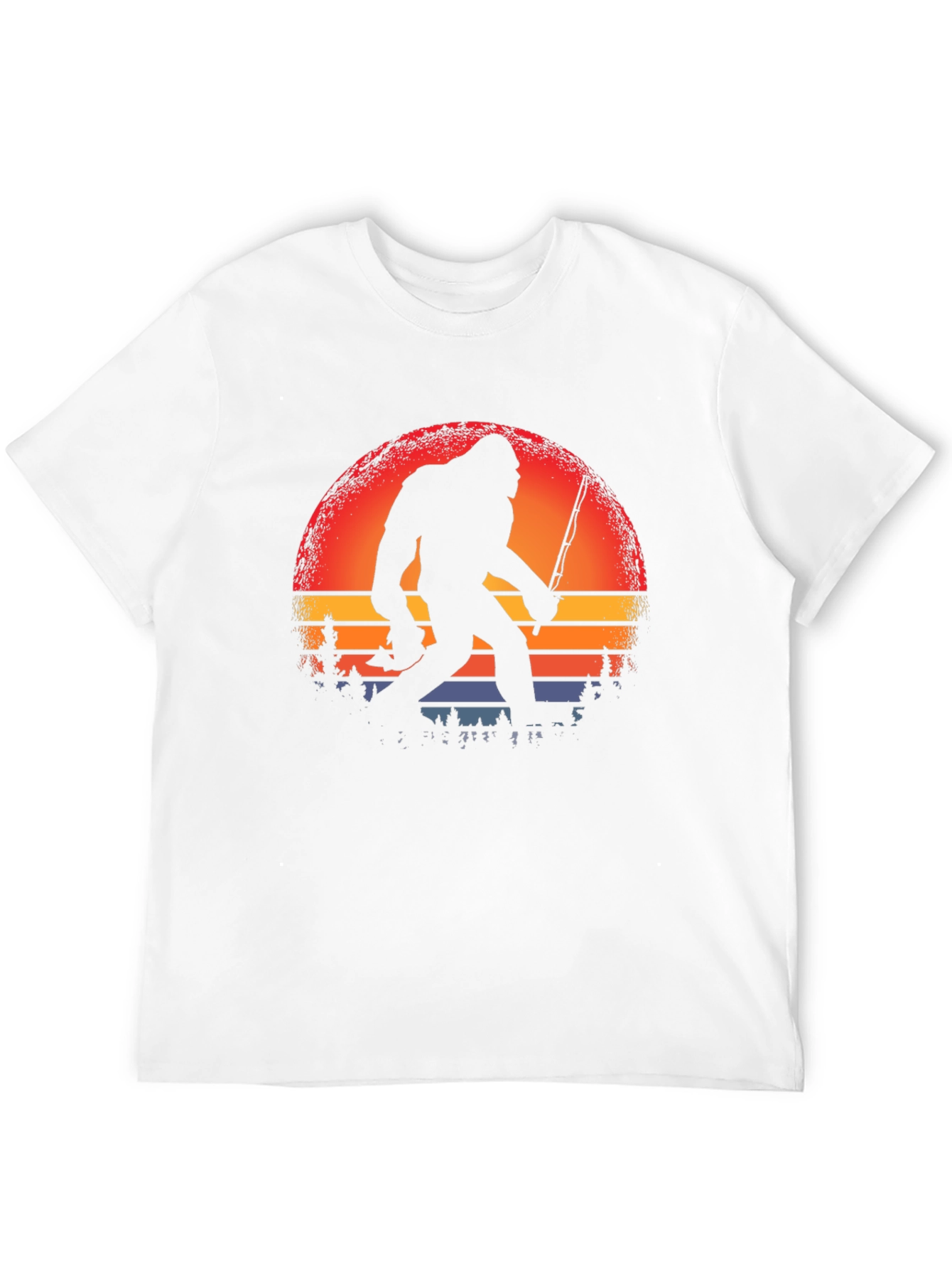 Bigfoot Fishing Sunset Graphic Tee